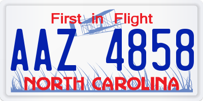 NC license plate AAZ4858
