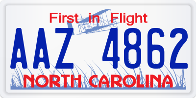NC license plate AAZ4862