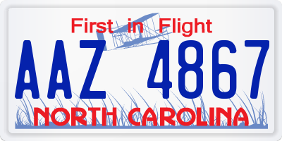 NC license plate AAZ4867