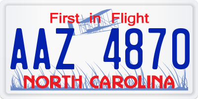 NC license plate AAZ4870
