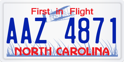 NC license plate AAZ4871