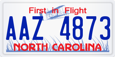 NC license plate AAZ4873