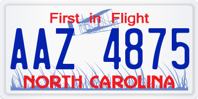 NC license plate AAZ4875