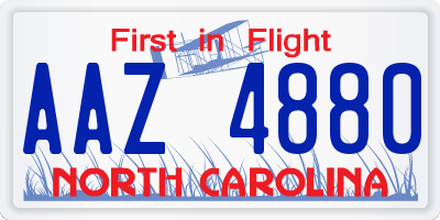 NC license plate AAZ4880