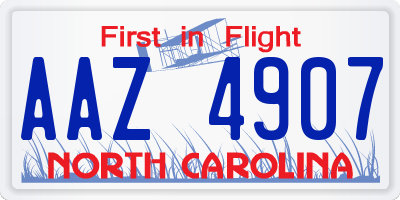 NC license plate AAZ4907
