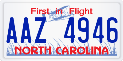 NC license plate AAZ4946