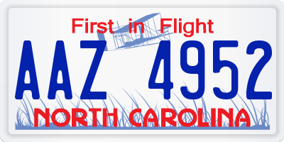 NC license plate AAZ4952