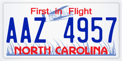 NC license plate AAZ4957