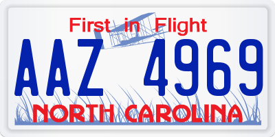 NC license plate AAZ4969