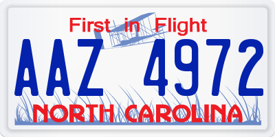 NC license plate AAZ4972