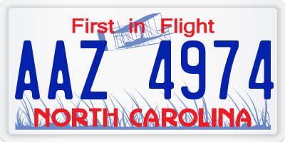 NC license plate AAZ4974