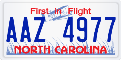 NC license plate AAZ4977