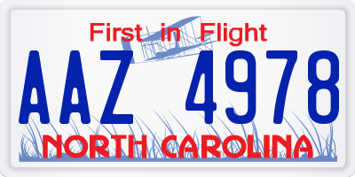 NC license plate AAZ4978