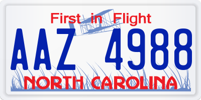 NC license plate AAZ4988