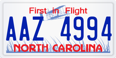 NC license plate AAZ4994