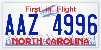 NC license plate AAZ4996