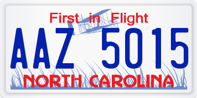 NC license plate AAZ5015