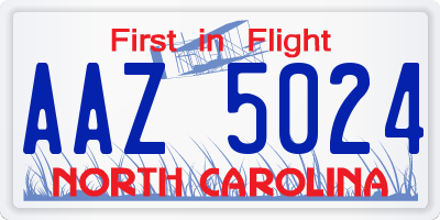 NC license plate AAZ5024