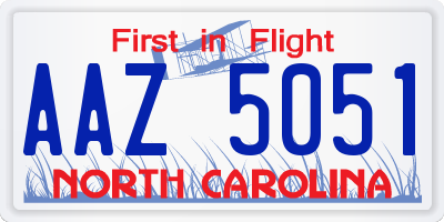 NC license plate AAZ5051