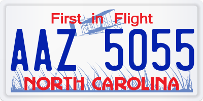 NC license plate AAZ5055