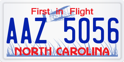 NC license plate AAZ5056
