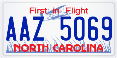 NC license plate AAZ5069