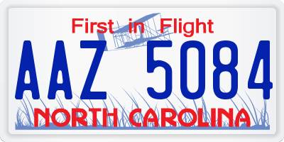 NC license plate AAZ5084