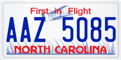 NC license plate AAZ5085