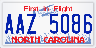 NC license plate AAZ5086
