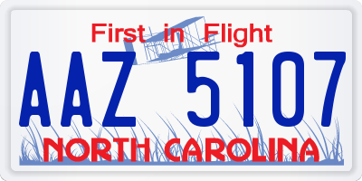 NC license plate AAZ5107