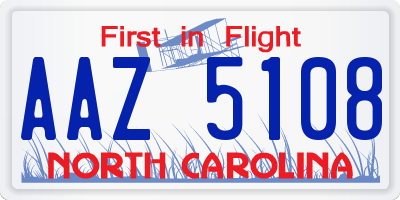 NC license plate AAZ5108