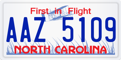 NC license plate AAZ5109