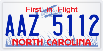 NC license plate AAZ5112