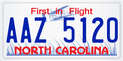 NC license plate AAZ5120