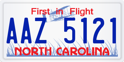 NC license plate AAZ5121