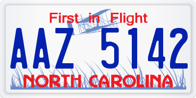 NC license plate AAZ5142