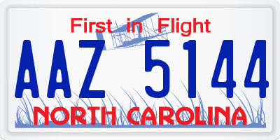 NC license plate AAZ5144