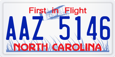 NC license plate AAZ5146