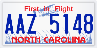 NC license plate AAZ5148