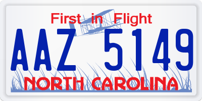 NC license plate AAZ5149