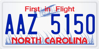 NC license plate AAZ5150