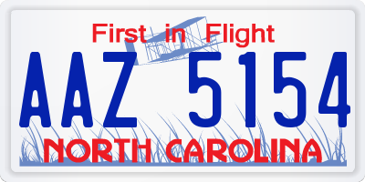 NC license plate AAZ5154