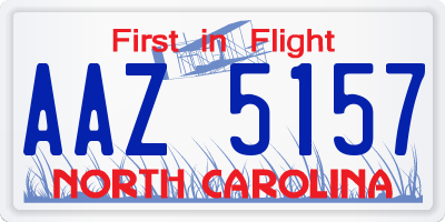 NC license plate AAZ5157