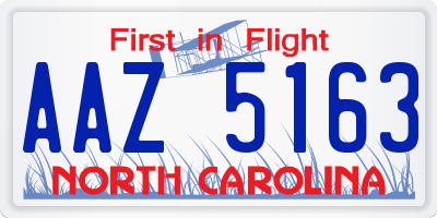 NC license plate AAZ5163
