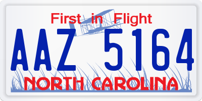 NC license plate AAZ5164