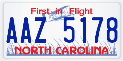 NC license plate AAZ5178