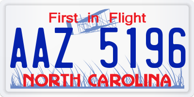 NC license plate AAZ5196