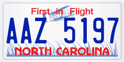 NC license plate AAZ5197