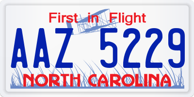 NC license plate AAZ5229