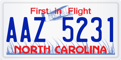 NC license plate AAZ5231